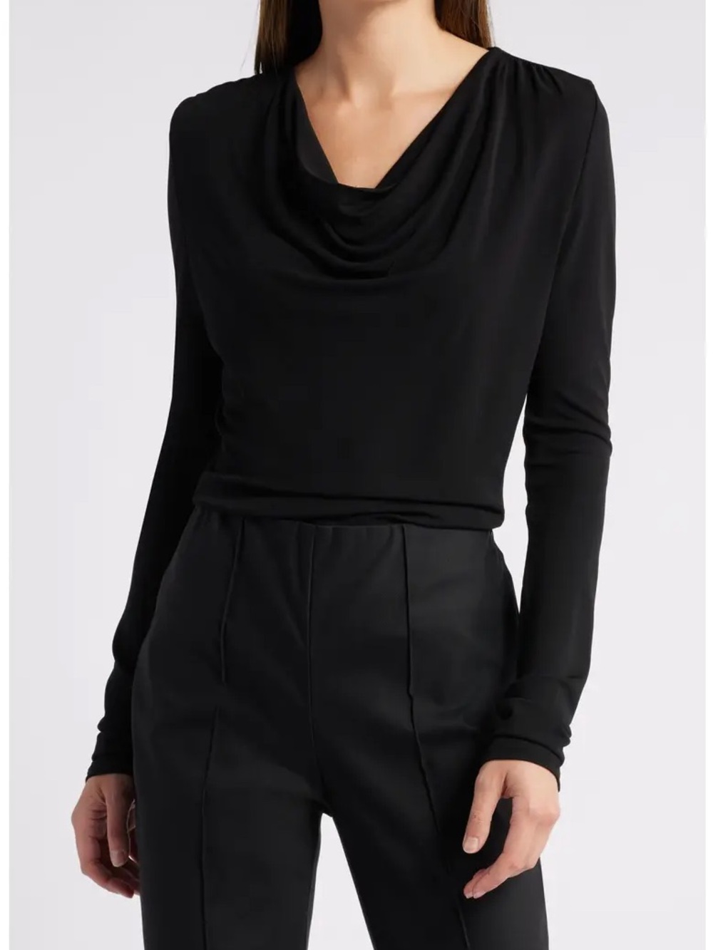 NEW BOSS Eseyana Draped Neck Top Minimalist Designer Luxury NWT